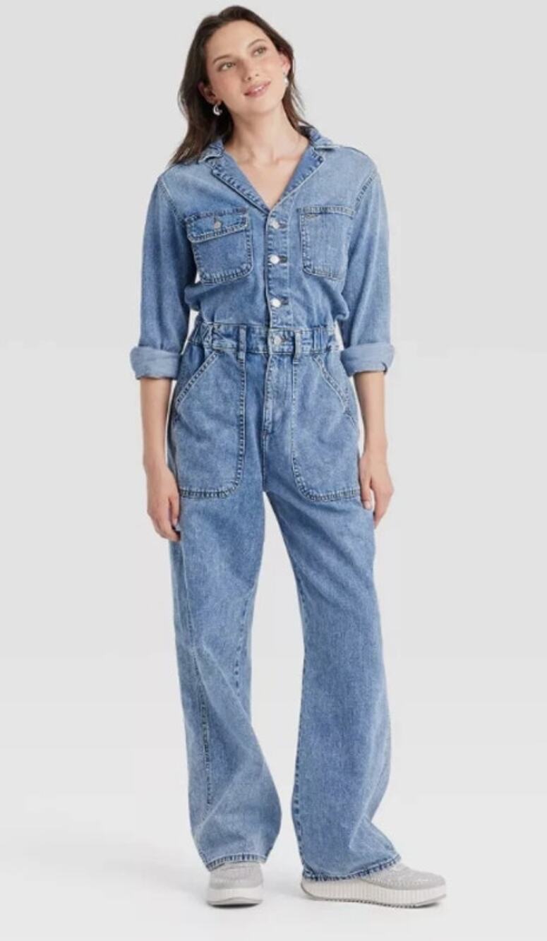 NWOT Universal Thread Utility Baggy Denim Jumpsuit - Medium Wash Women's Sz 6R